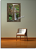 Waterfall Cabin Window #4 Peel & Stick (1 piece) Canvas Wall Mural Roomsetting