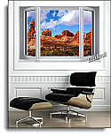 Desert Canyon Window 1-Piece Canvas Peel & Stick Wall Mural roomsetting