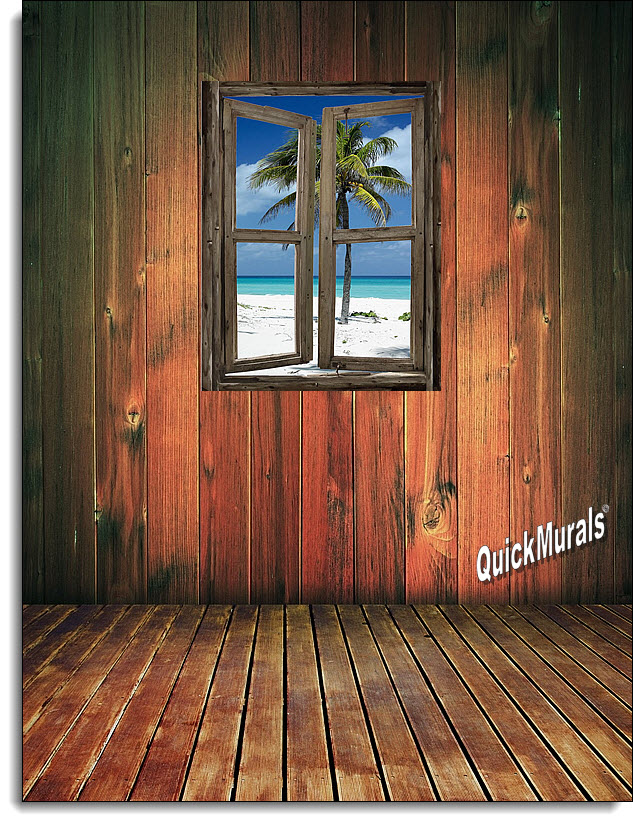 Beach Cabin Window Mural 2