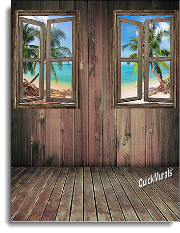 Beach Cabin Window Mural 4
