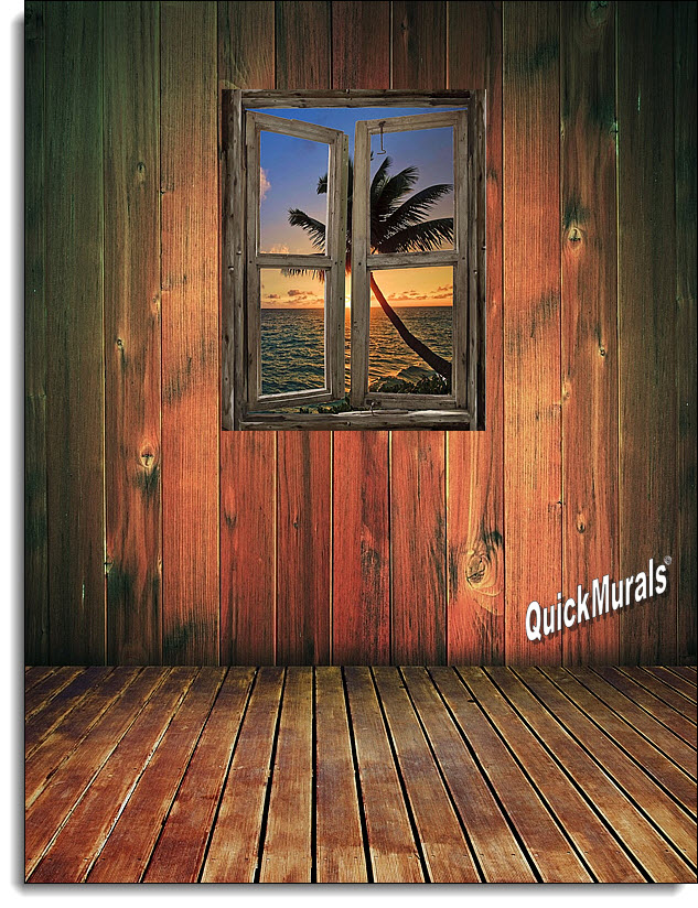 Beach Cabin Window Mural 6