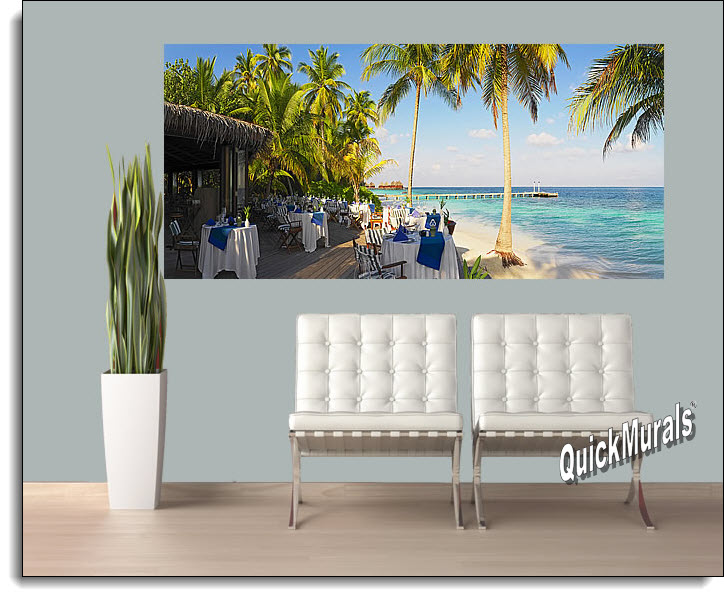 Oceanside Cafe Panoramic Peel And Stick Wall Mural