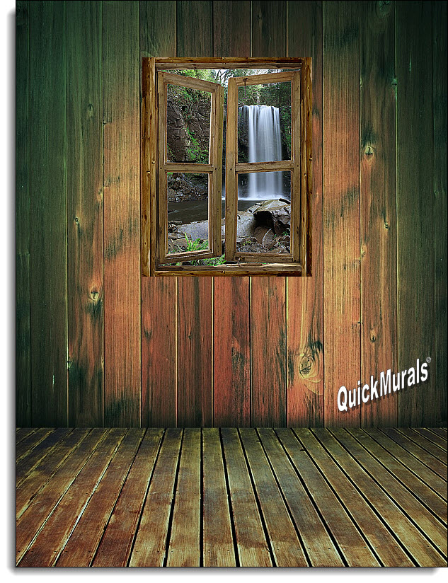 Waterfall Cabin Window Mural 2