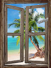 Beach Cabin Window Mural #4