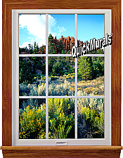 Floral Canyon Window 1-Piece Peel & Stick Wall Mural