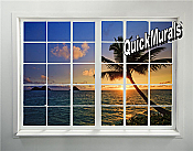 Tahiti Sunset Window Peel and Stick 1-piece Wall Mural