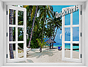 Tropical Resort Window Mural