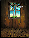 rustic beach cabin tropical peel and stick canvas wall mural