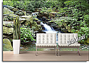 Mountain Waterfall Peel and Stick Canvas Wall Mural Roomsetting