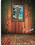 rustic beach cabin tropical peel and stick canvas wall mural roomsetting