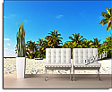 tropical island getaway wall mural peel and stick canvas roomsetting