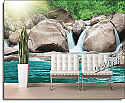 The First Waterfall Wall Mural Peel and Stick Canvas Roomsetting