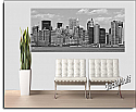 NYC Panoramic (B & W) Peel And Stick Wall Mural Roomsetting