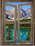 Mountain Rustic Cabin Window peel and stick wall mural