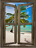 Beach Cabin Window Mural #12 
