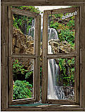 Waterfall Cabin Window #4 Peel & Stick (1 piece) Canvas Wall Mural
