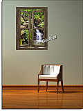 Waterfall Cabin Window #3 Peel & Stick (1 piece) Canvas Wall Mural Roomsetting