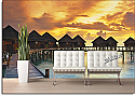 Beach Resort Sunset Peel and Stick Canvas Wall Mural Roomsetting
