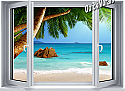 Secluded Beach Window 1-Piece Canvas Peel & Stick Wall Mural