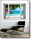 Secluded Beach Window 1-Piece Canvas Peel & Stick Wall Mural Roomsetting