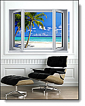 Tropical Ocean Window 1-Piece Canvas Peel & Stick Wall Mural Roomsetting