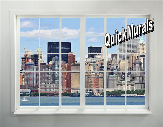 New York City Skyline Window # 1 Peel & Stick (1 piece) Wall Mural