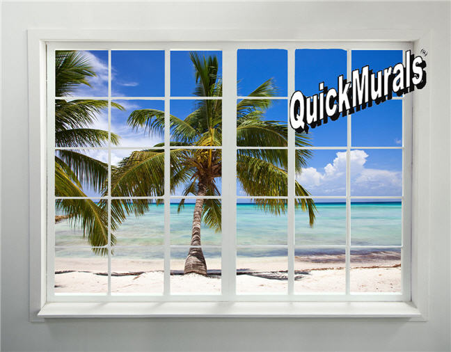 Palm Beach Window Peel and Stick 1-piece Wall Mural