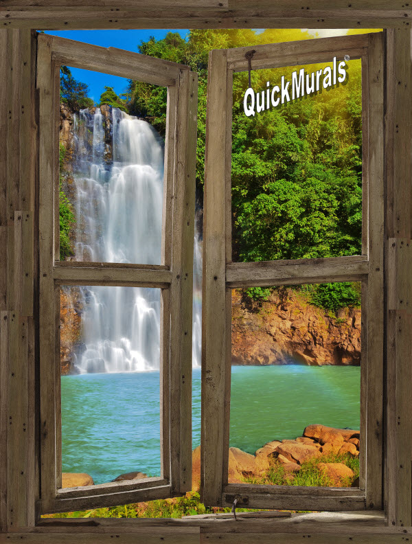 Waterfall Cabin Window Mural #1