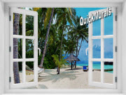 Tropical Resort Window 1-Piece Peel & Stick Mural